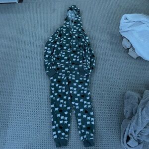 Forever 21 Gray and White Goat Fleece Onesie